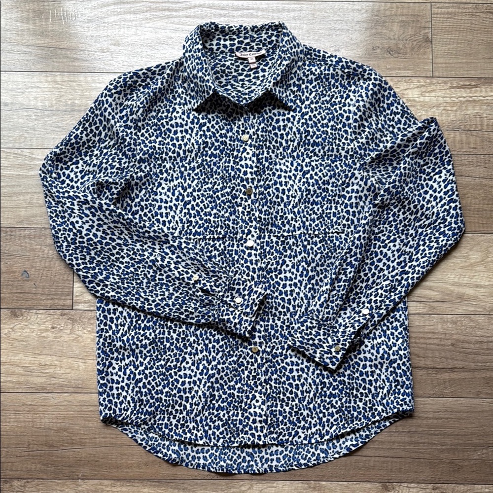 Juicy Couture Blue and White Animal Print Blouse